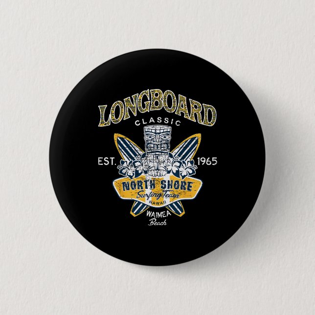 North Shore Hawaii Surfing Team Tee Longboard Clic Button (Front)