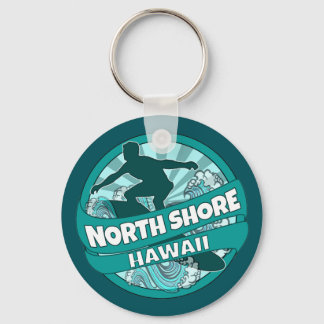 North Shore Hawaii teal surfer logo keychain