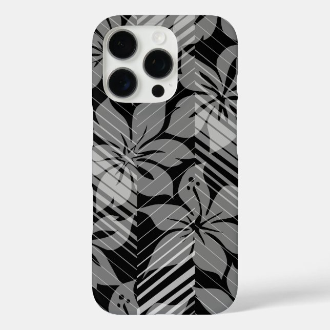 North Shore Hawaiian Hibiscus Stripes Gray Case-Mate iPhone Case (Back)