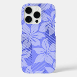 North Shore Hawaiian Hibiscus Stripes Periwinkle iPhone 16 Pro Case