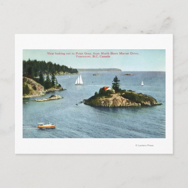 North Shore Marine Drive View of Point Grey Postcard (Front)