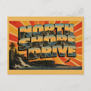 North Shore Scenic Drive MN Vintage Travel Art Postcard