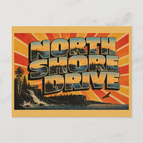 North Shore Scenic Drive MN Vintage Travel Art Postcard