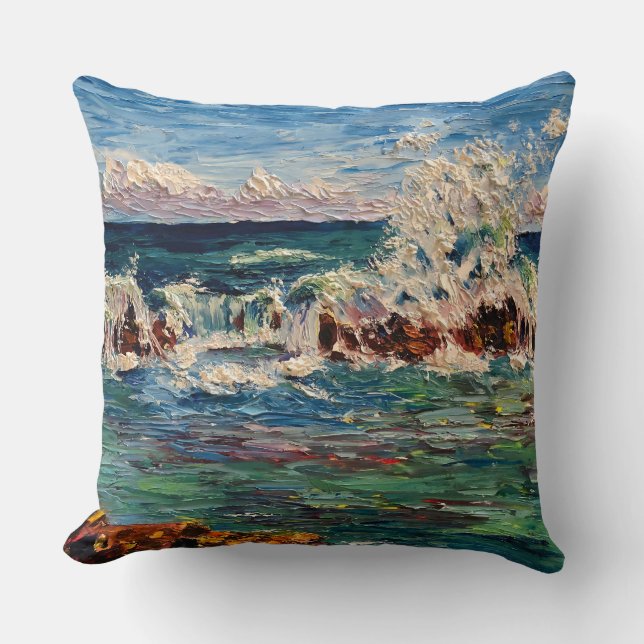 North Shore Thundering Waves in Hawaii pillow (Front)