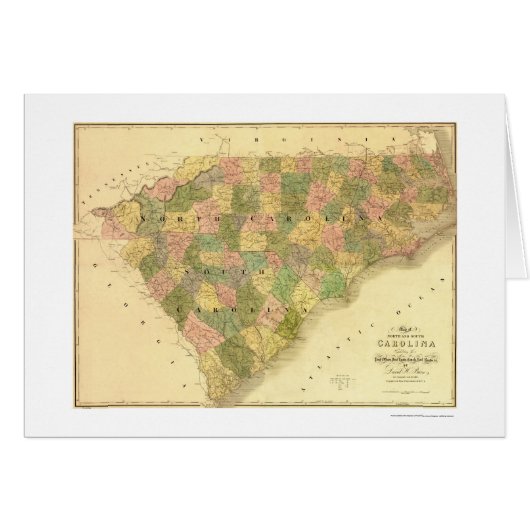 North & South Carolina Map 1839 Cards (Front Horizontal)