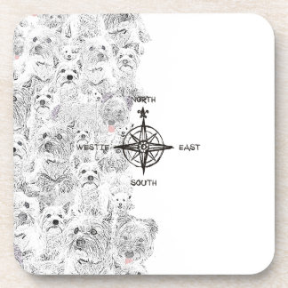 North South East & Westie Dog Beverage Coaster