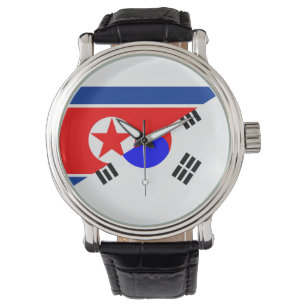 north south korea half flag country symbol watch