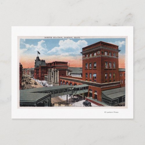 North Station _ Railroad Depot Postcard