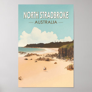 North Stradbroke Island Australia Travel Art Retro Poster