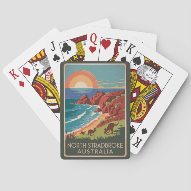 North Stradbroke Island Kangaroos Illustration Poker Cards (Back)