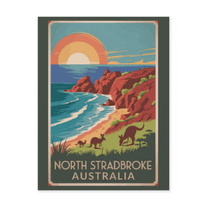 North Stradbroke Island Kangaroos Illustration Postcard