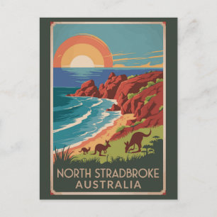 North Stradbroke Island Kangaroos Illustration Postcard