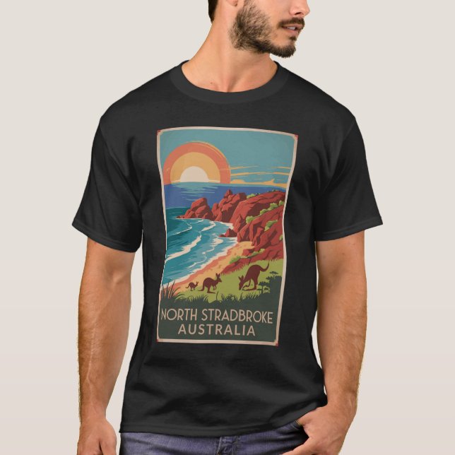 North Stradbroke Island Kangaroos Illustration T-Shirt (Front)