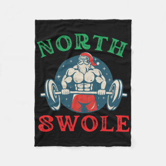 North Swole Funny Muscle Santa Christmas Bodybuild Fleece Blanket