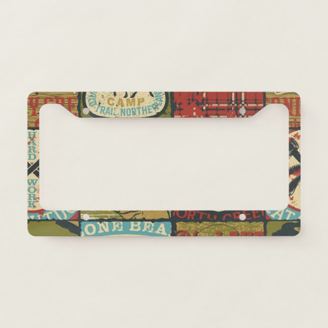 North Territories Adventure: Symbolic Patchwork License Plate Frame (Front)