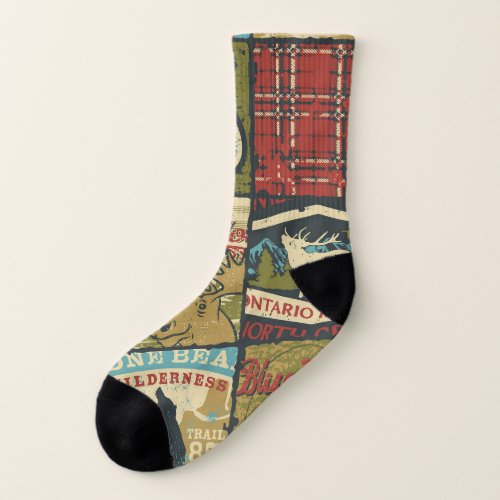 North Territories Adventure Symbolic Patchwork Socks