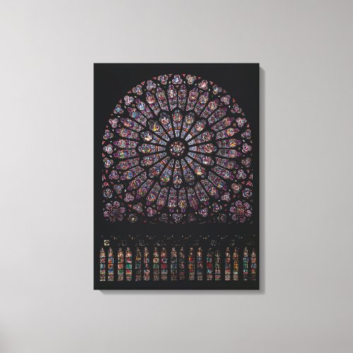 North transept rose window depicting the Virgin an Canvas Print