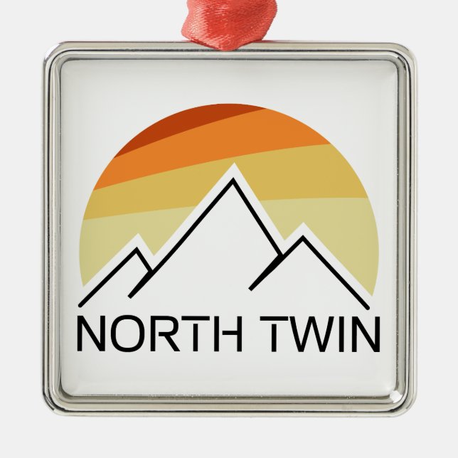 North Twin Mountain New Hampshire Retro Metal Ornament (Front)