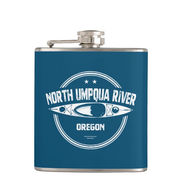 North Umpqua River Oregon Kayak Flask (Front)
