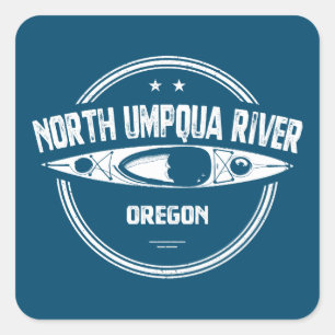 North Umpqua River Oregon Kayak Square Sticker