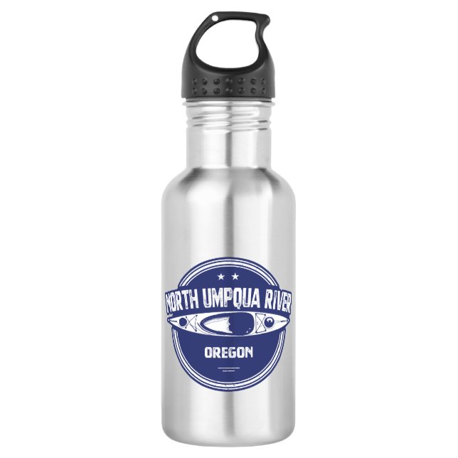 North Umpqua River Oregon Kayak Stainless Steel Water Bottle (Front)