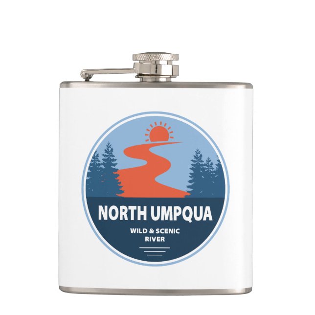 North Umpqua Wild and Scenic River Oregon Flask (Front)