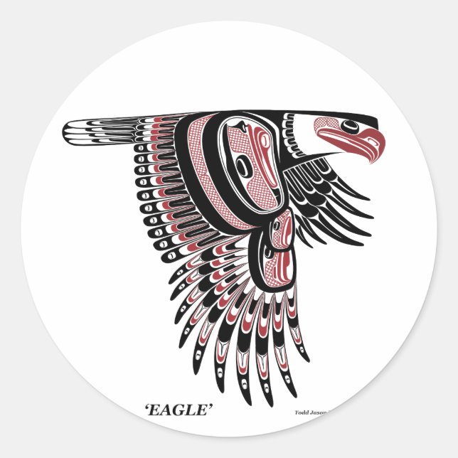 North West Coast Native Eagle Classic Round Sticker (Front)