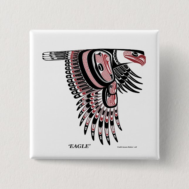 North West Coast Native Eagle Pinback Button (Front)