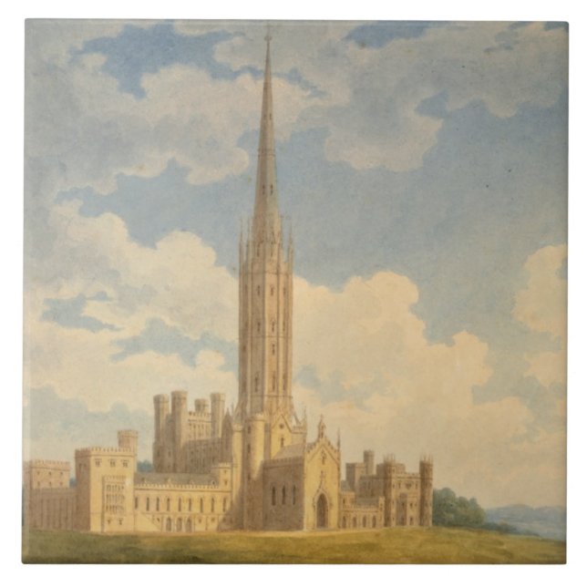 North-west view of Fonthill Abbey (w/c on paper) Ceramic Tile (Front)