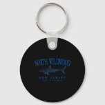 North Wildwood New Jersey Shark Fishing Arched Blu Keychain