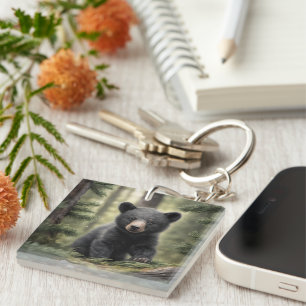 North Woods Little Black Bear Cub Acrylic Keychain