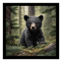 North Woods Little Black Bear Cub Glossy Poster