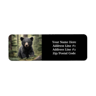 North Woods Little Black Bear Cub  Label