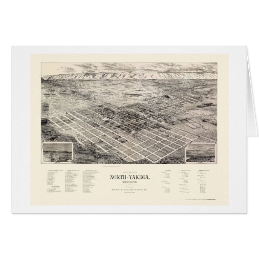North Yakima, WA Panoramic Map - 1889 Cards (Front Horizontal)