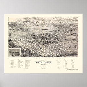 North Yakima, WA Panoramic Map - 1889 Poster