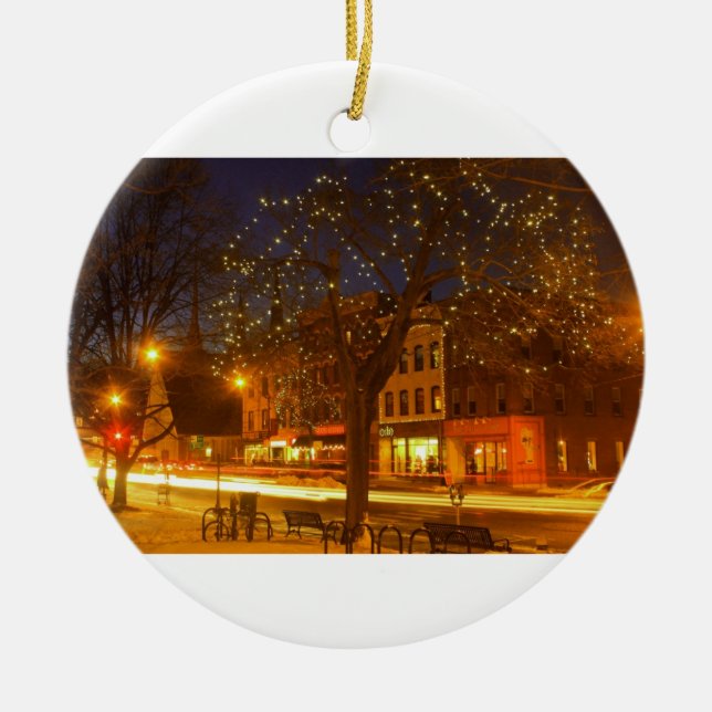 Northampton Downtown Lights Ceramic Ornament (Front)