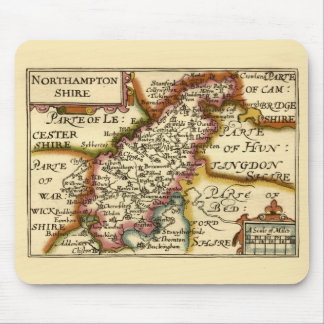Northamptonshire County England Antiquarian Map Mouse Pad