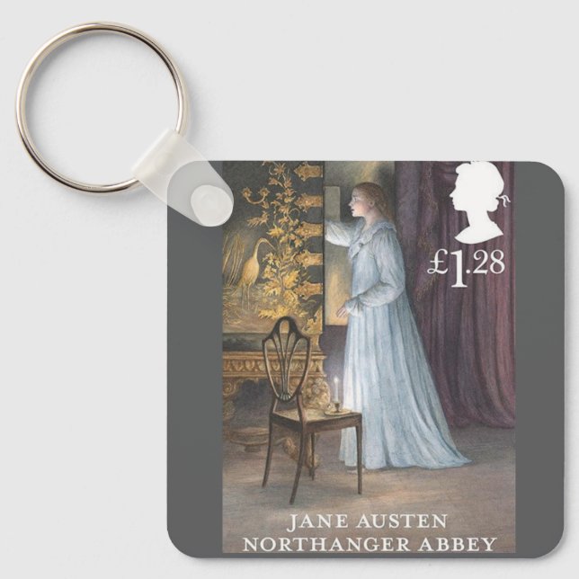 Northanger Abbey stamp and quote Keychain (Front)