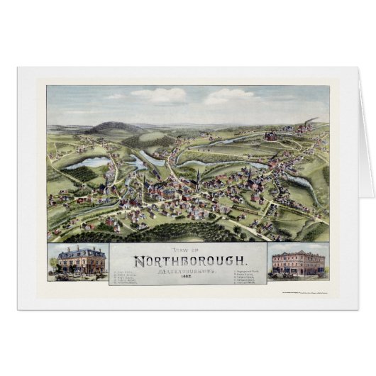 Northborough, MA Panoramic Map - 1887 Cards (Front Horizontal)