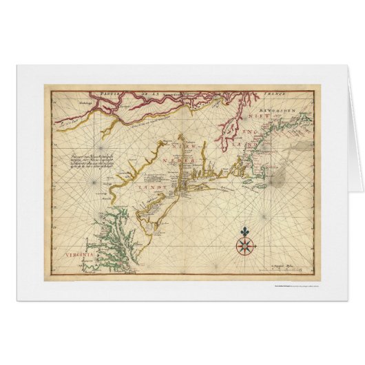 Northeast Coast USA Map 1639 Cards (Front Horizontal)