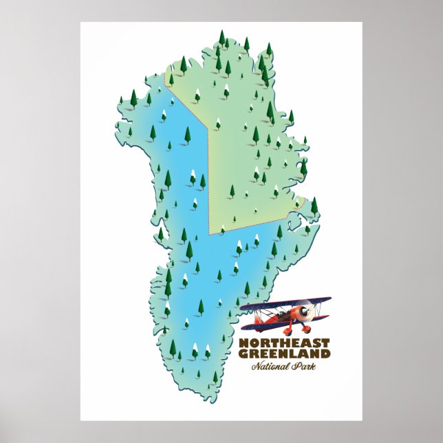 Northeast Greenland National Park map Poster (Front)