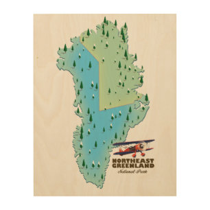 Northeast Greenland National Park map Wood Wall Art