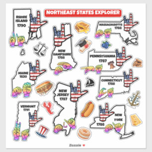 Northeast States – Learn with ASL & Fun Icons Sticker