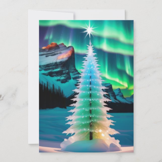 northen lights christmas tree holiday card (Front)