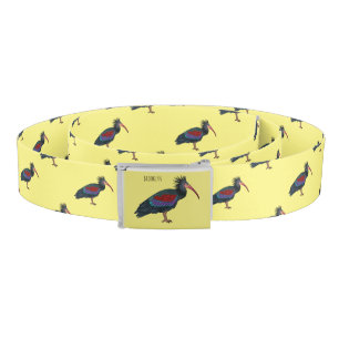 Northern bald ibis bird cartoon illustration belt