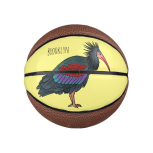 Northern bald ibis bird cartoon illustration  mini basketball