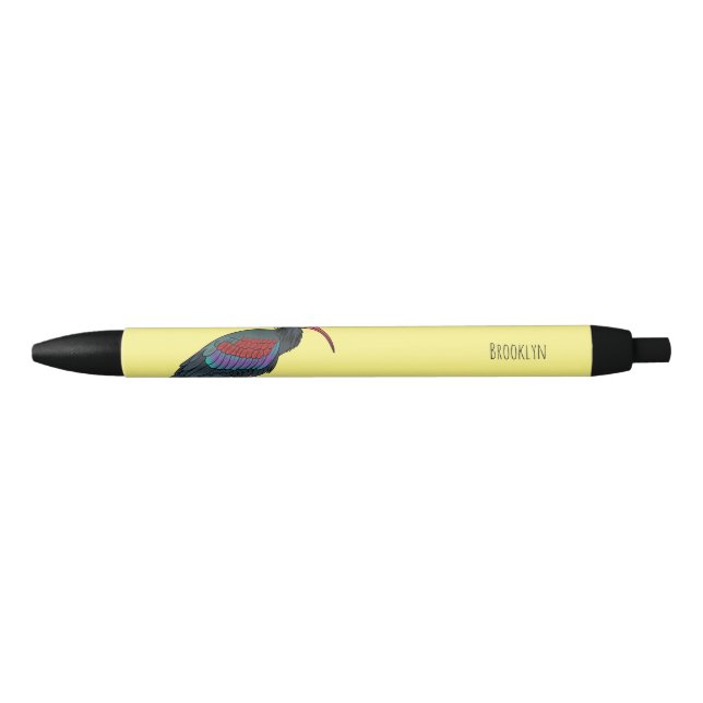Northern bald ibis bird cartoon illustration pen (Front)