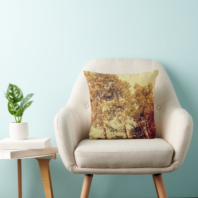 Northern Birch Trees Art Throw Pillow (Chair)