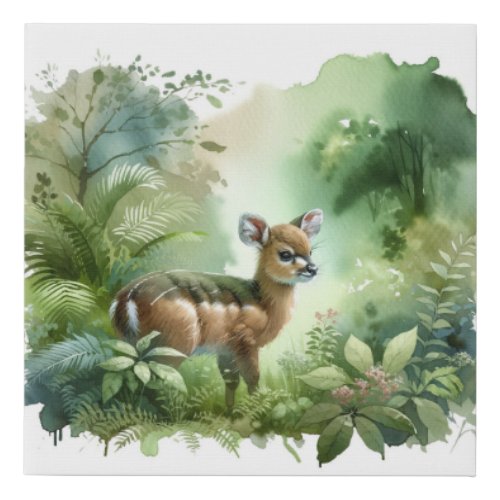 Northern Bushbuck in Lush Forest AREF457 _ Waterco Faux Canvas Print