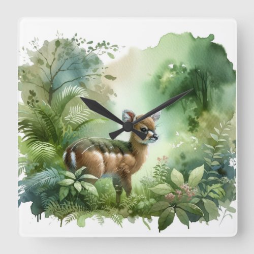 Northern Bushbuck in Lush Forest AREF457 _ Waterco Square Wall Clock